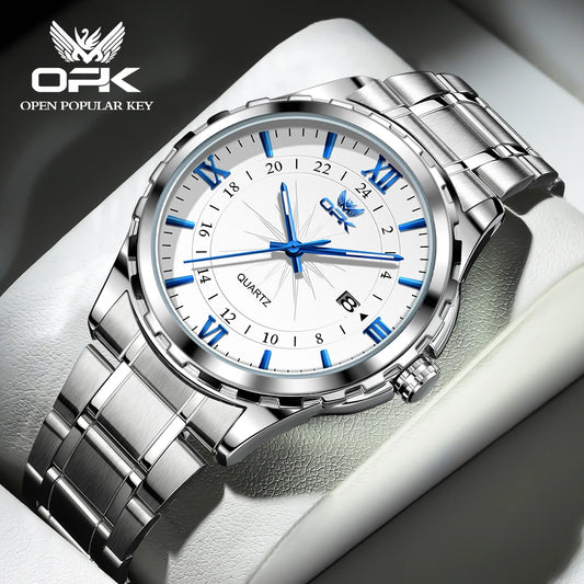 OPK 6003 Dual Calendar Watch – Men’s Quartz Steel Belt Wristwatch