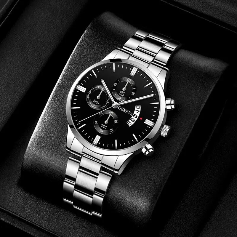Men’s Calendar Quartz Watch – Business Bracelet Style Wristwatch
