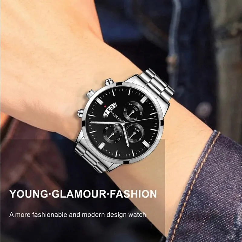 Men’s Calendar Quartz Watch – Business Bracelet Style Wristwatch
