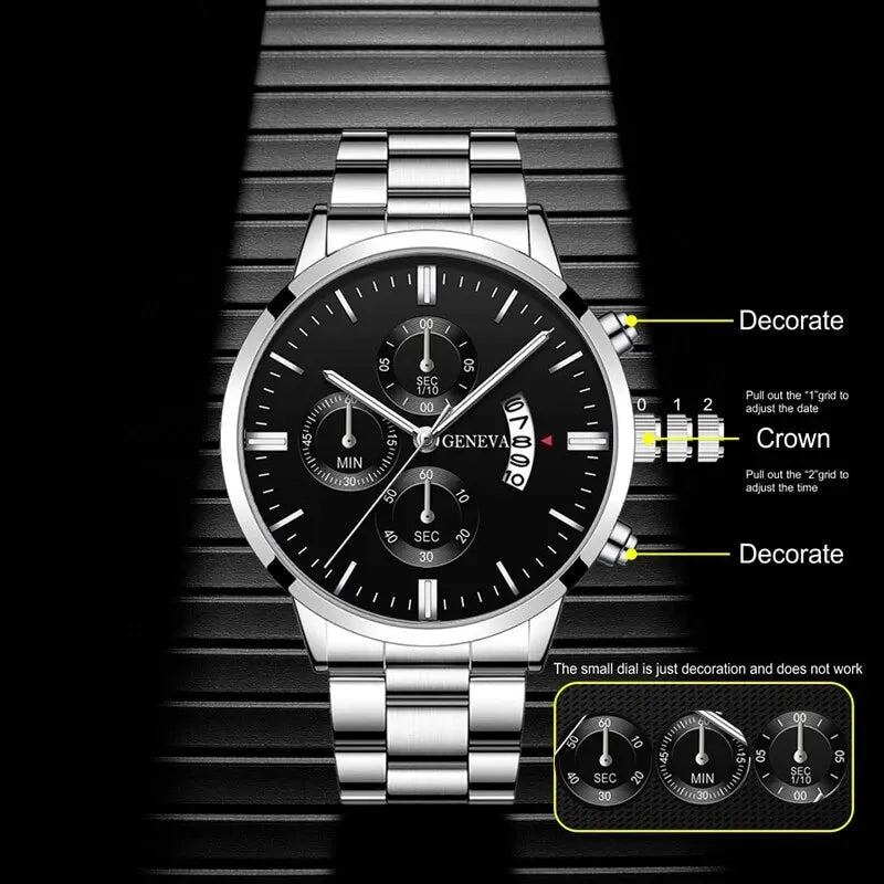 Men’s Calendar Quartz Watch – Business Bracelet Style Wristwatch