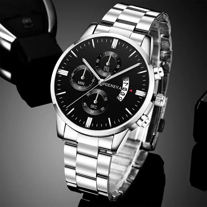 Men’s Calendar Quartz Watch – Business Bracelet Style Wristwatch