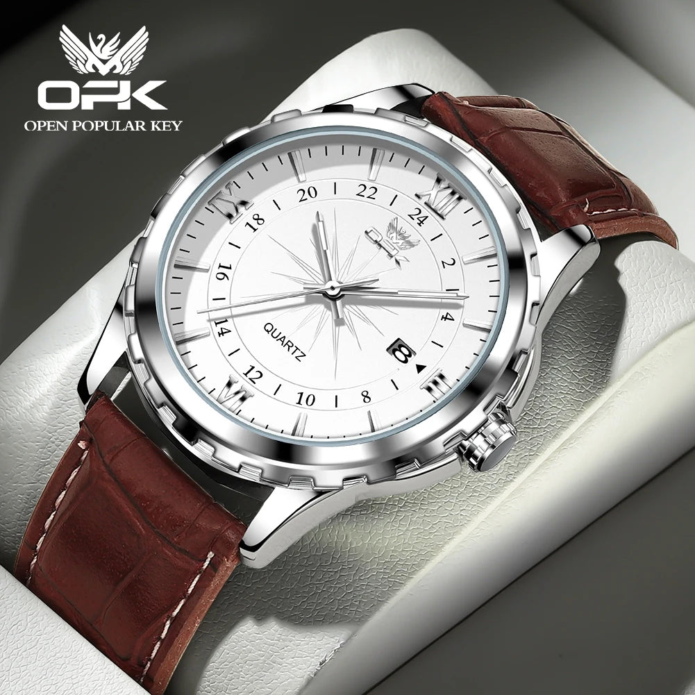 OPK 6003 Dual Calendar Watch – Men’s Quartz Steel Belt Wristwatch