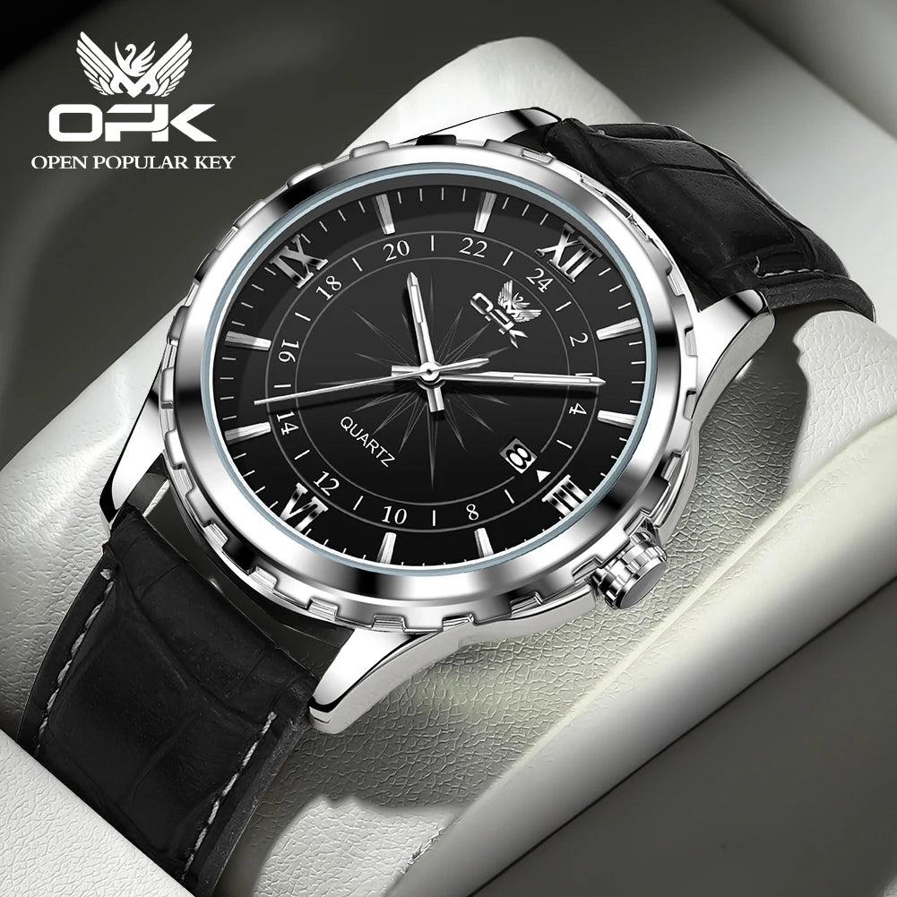 OPK 6003 Dual Calendar Watch – Men’s Quartz Steel Belt Wristwatch